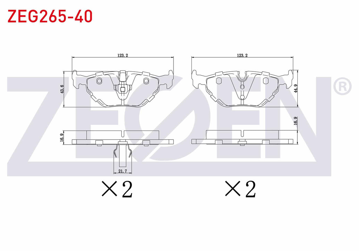 Zegen ZEG265-40 Brake Pad Rear BMW 3 Series (E36) 318 i 1990-1998 / (E36) 320 i 1990-1998 / (E36) 325 i 1990-199 — Brake Pads