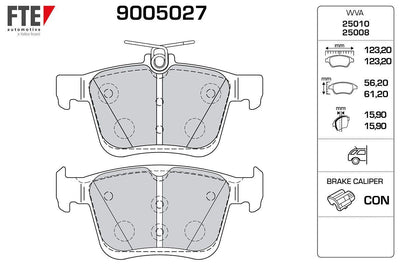 Fte 9005027 Rear Brake Pad Golf VII A3 1.2 / 1,4Tfsi 1.6 / 2.0 TDI 12 > — Brake Pads