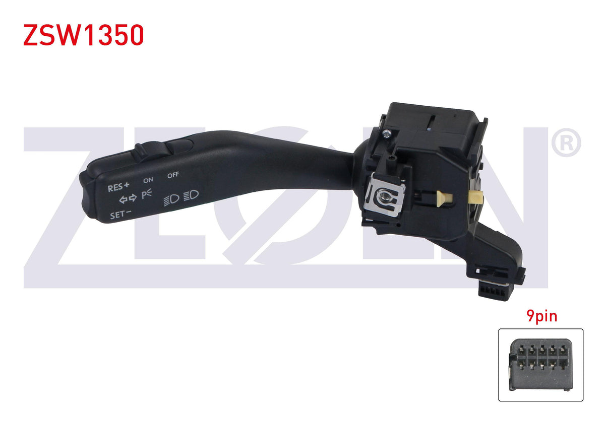 Zegen ZSW1350 Headlight Turn Signal Kumanda Arm Speed Sabıtleyıcılı 9 Pin Golf V-VI-Caddy III-Jet — Tail, Signal & Reflectors
