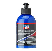 liqui moly chromium polisher 250ml bottle, application of liqui moly chromium polisher on chrome parts, microfiber cloth for polishing chrome LIQUI MOLY Chromium Polisher - Clean and Protect Chrome Parts for Cars, Motorcycles, and Bicycles | 250ml LIQUI MOLY Chromium Polisher 250ml - For Cars and Bikes liqui-moly, chromium-polisher, car-care, motorcycle-care, bicycle-care, chrome-cleaner, vehicle-maintenance, shine-protection, ai-generated, polish