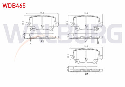 WALBURG WDB465 Brake Pad Rear with Wear Indicator Honda Civic VIII 1.4 2005-2012 / Honda Civic VIII 1.8 2005-201 — Brake Pads