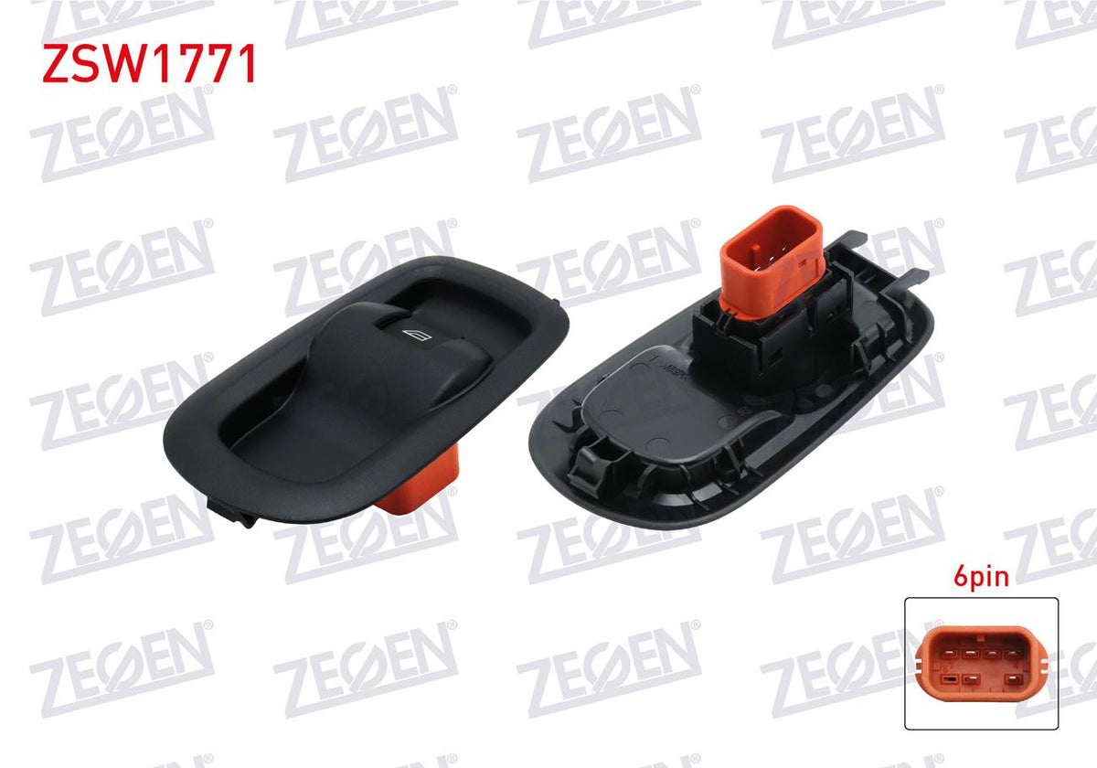 Zegen ZSW1771 Glass Release Switch Single Red Socket 6 Pin Ford Transit (V363) 2015-/ (V362) 2012 — Switches & Relays