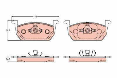 TRW GDB2159 Front Brake Pad Kablosuz VW Polo Golf 7 Audi A1 A3 Seat Ibiza Leon Škoda Fabia Scala 17 — Brake Pads