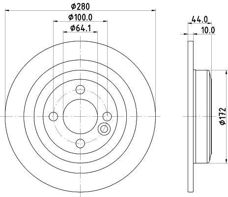Hella Pagid 8DD355122-971 Brake Disc Rear Mini Cooper R-55 / 56 / 57 / 58 / 59 — Brake Rotors & Drums