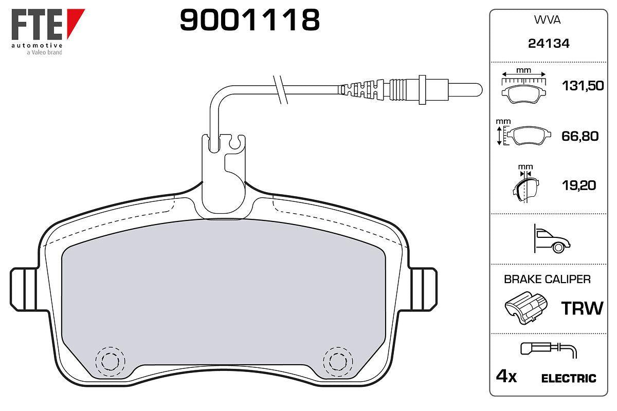 Fte 9001118 Front Brake Pad P407 1.6 HDi 110 Fap.1.8 2.0 2.0 HDi 135 Fap 04-with Connector — Brake Pads