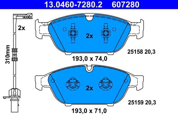 ATE 13.0460-7280.2 Brake Pad Front A6 11 > A7 10 > — Brake Pads