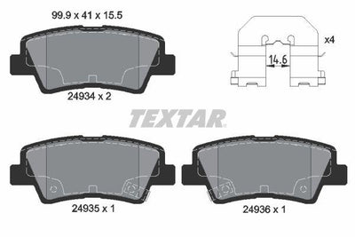 Textar 2493401 Brake Pad Rear Accent Gasoline-Diesel 2011