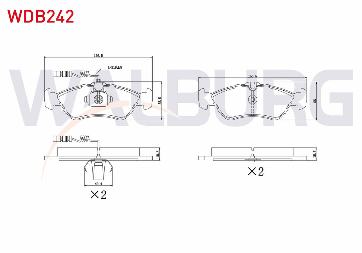 WALBURG WDB242 Brake Pad Rear with Connector Sprinter 3T (903) 313 CDI 1995-2006 / (903) 310 D 1995-2006 / (903) — Brake Pads