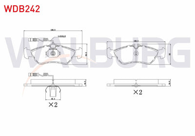 WALBURG WDB242 Brake Pad Rear with Connector Sprinter 3T (903) 313 CDI 1995-2006 / (903) 310 D 1995-2006 / (903) — Brake Pads