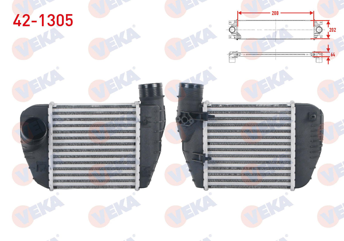 Veka 42-1305 Turbo Radiator (Intercooler) Audi A6 2.0 TDI-2.0 TFSI 2004-2011 — Radiators & Fans