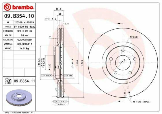 brembo disc brake 09.b354.10 for nissan qashqai, front view of brembo disc brake 09.b354.10, technical specifications of brembo 09.b354.10 disc brake BREMBO Disc Brake 09.B354.10 - Premium Performance for Qashqai Owners | 320 mm BREMBO Disc Brake - 09.B354.10 for Qashqai 07-14 brembo, disc-brakes, qashqai, car-parts, auto-accessories, performance-brakes, brake-discs, car-owners, ai-generated, automotive