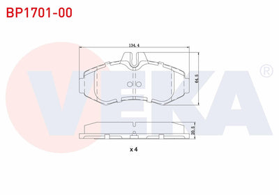 Veka BP1701-00 Brake Pad Front Mercedes Vito (638) 108 CDI 1997-2003 / Vito (638) 110 CDI 1997-2003 — Brake Pads