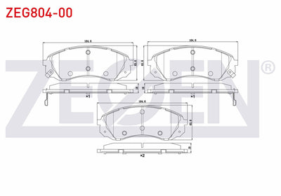 Zegen ZEG804-00 Brake Pad Front with Wear Indicator Hyundai H1 Starex 2.5 CRDi 170 Hp 2008-/ Kia Carnival III 2. — Brake Pads