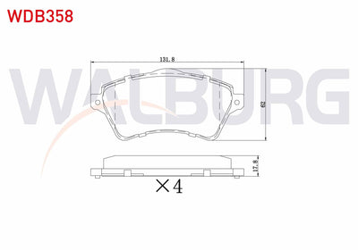 WALBURG WDB358 Brake Pad Front Land Rover Freelander (Ln) 2.5i 18.20mm 2000-2006 — Brake Pads
