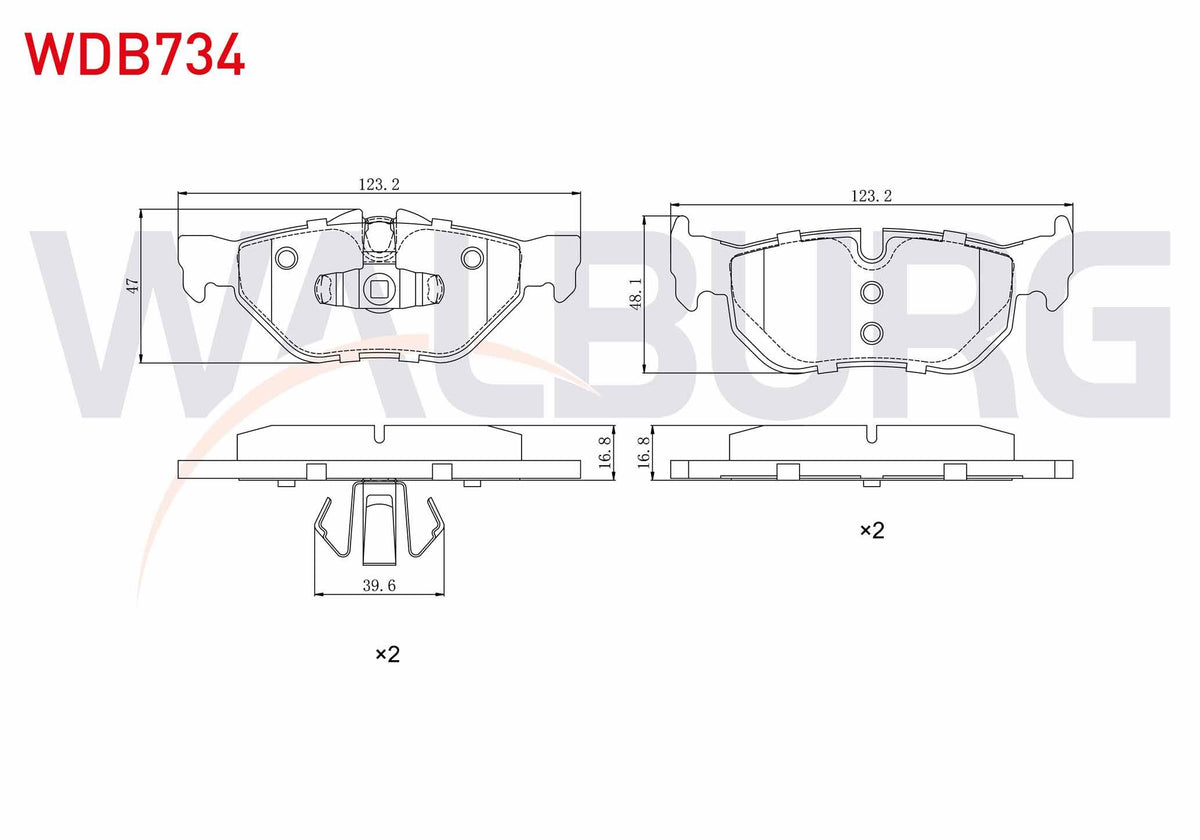WALBURG WDB734 Brake Pad Rear BMW 3 Series (E90) 320 D 2005-2011