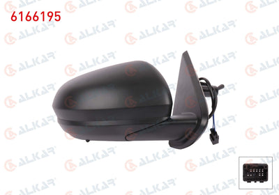 Alkar 6166195 Outer Rear View Mirror Right Mechanical with Sensor 2 Pin Dacia Duster 2017 — Mirrors
