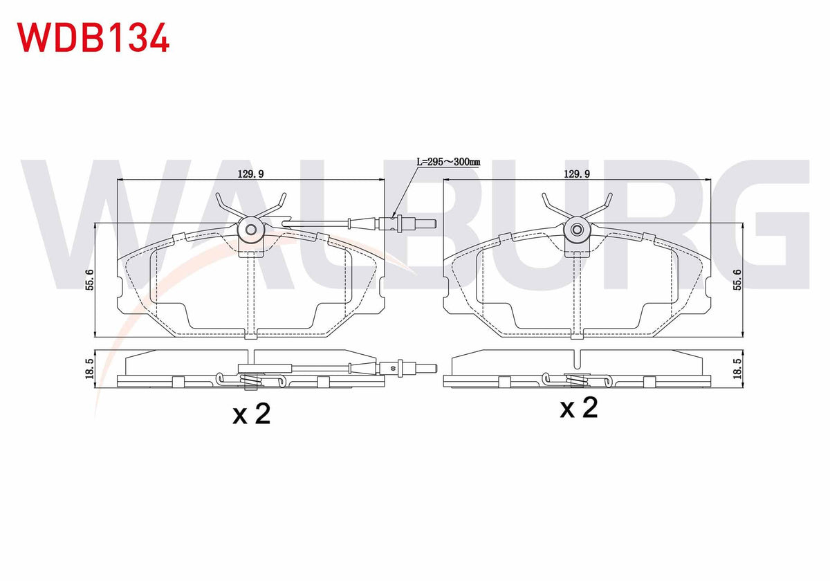 WALBURG WDB134 Brake Pad Front with Connector Renault Laguna I 1.6i 1993-2001 / 1.9 dCi 1993-2001 / Megane I 1.6 — Brake Pads
