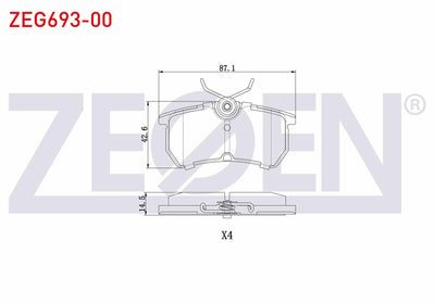 Zegen ZEG693-00 Brake Pad Rear Ford Focus I 1.6i 16V 1998-2004 / Focus I 1.8i 16V 1998-2004 / Focus I 1.8 TDCi 1998-2004 / Focus I 2.0i 16V 1998-2004 / Focus I 1.6 TDCi 1998-2004 / Focus I