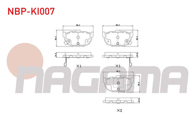 NAGAMA NBP-KI007 Brake Pad Rear with Wear Indicator Kia Cerato (Ld) 1.6i 2004-2012 /Cerato (Ld) 1.5 CRDi 2004-20 — Brake Pads