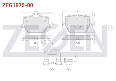 Zegen ZEG1875-00 Brake Pad Rear BMW 3 Series (G20) 2018-/ 4 Series (G22) 2019-/ Z4 (G29) 2019 — Brake Pads
