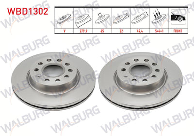 WALBURG WBD1302 Brake Disc Front Air 5 Bjn 279,9X22x65x49 — Brake Rotors & Drums