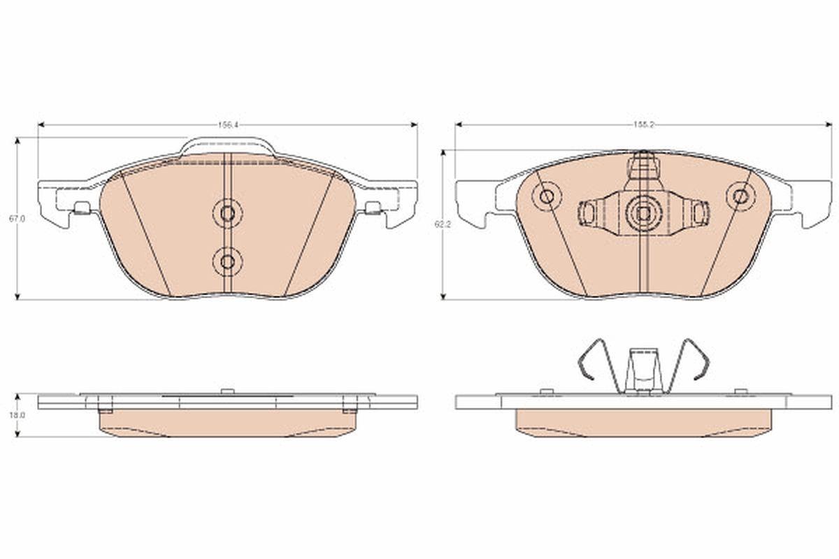 TRW GDB2011 Brake Pad Front Vo.S40 V40 V40cc 13- 15-16 Rc02 — Brake Pads