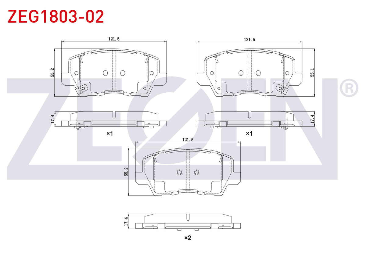 Zegen ZEG1803-02 Brake Pad Front with Wear Indicator Kia Picanto (Ja) 1.0 MPI-1.2 MPI 2017