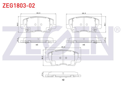 Zegen ZEG1803-02 Brake Pad Front with Wear Indicator Kia Picanto (Ja) 1.0 MPI-1.2 MPI 2017 — Brake Pads