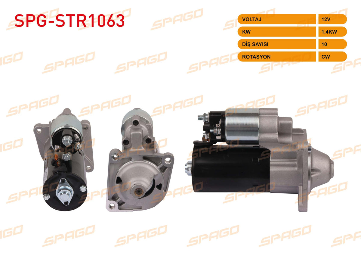 SPAGO SPG-STR1063 Starter Motor 12V 1.4Kw 11 Outer (Str5167) Egea 15-20-Linea 09-15-Doblo 10-23-Ducato 11-(1.6 2.0 Mjt Vehicles for)