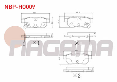 NAGAMA NBP-HO009 Brake Pad Rear with Wear Indicator Honda Civic IV 1.4i 1987-1993 / Civic IV 1.5i 1987-1993 / Accord IV (Cb) 2.0i 16V 1990-1993 / Jazz IV (Gk) 1.3 2016-/ Rover 25 (Rf) 1.6 16V 1999-2005