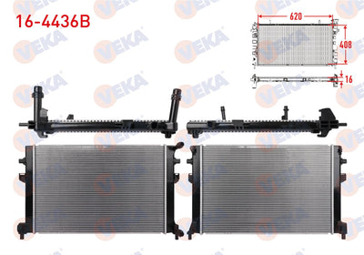 Veka 16-4436B Ek Su Radiator Brazing Klıpslı Volkswagen Golf VII (5G1) 1.6 TDI A-T / M-T 2012