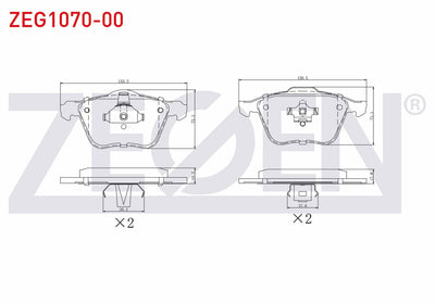 Zegen ZEG1070-00 Brake Pad Front Volvo Xc90 I 2.5 T 2002-2014 / Xc90 I 3.2i 2002-2014 / Xc90 I D3 2002-2014 / S4 — Brake Pads