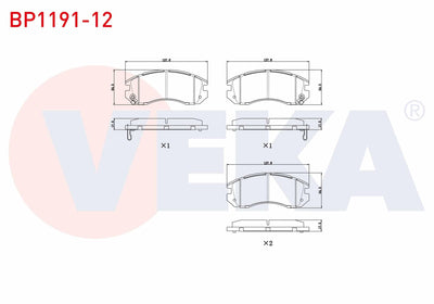 Veka BP1191-12 Brake Pad Front Subaru Impreza (Gc) 1.6i 1992-2000 / Impreza (Gc) 1.8i 1992-2000 / Legacy III (Be — Brake Pads