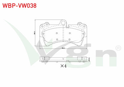 WGN WBP-VW038 Brake Pad Front Volkswagen Touareg 3.0 V6 TDI 2002-2010 / Audi Q7 3.0 TFSI 2006-2015 / Q7 3.2i V6 — Brake Pads