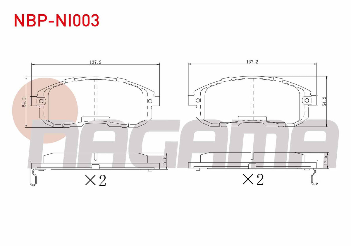 NAGAMA NBP-NI003 Brake Pad Front with Wear Indicator Nissan Juke 1.5 dCi 2010-/ Juke 1.6 DiG-T 2010-/ Juke 1.6 2 — Brake Pads