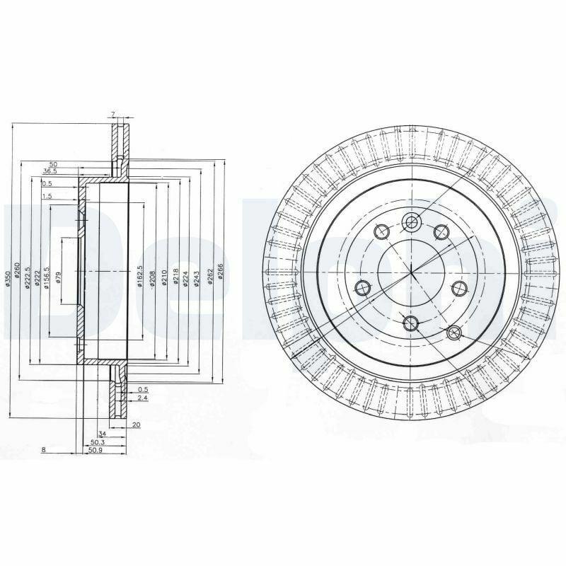 Delphi BG3925C Disc Brake - Ventilated for Range Rover 2005+ — Brake Rotors & Drums