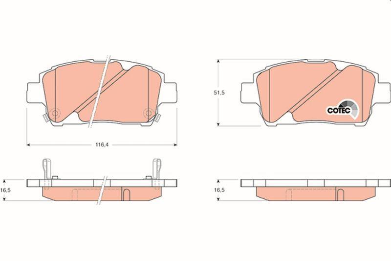 TRW Front Brake Pads - Reliable Braking for Toyota Yaris 2002-2006, Corolla Verso 2001+