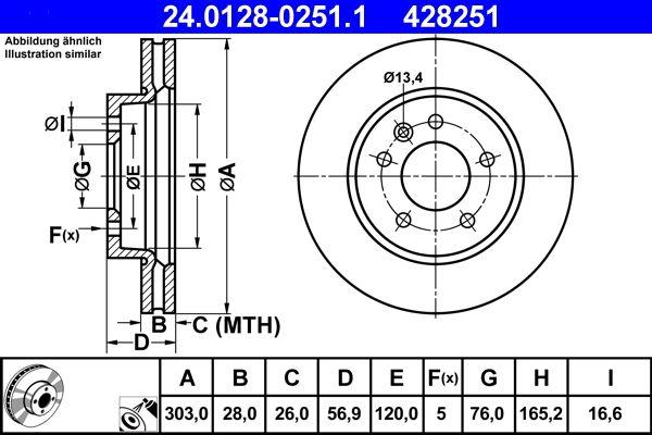 ATE 24.0128-0251.1 Front Brake Disc Amarok 303x28mm — Brake Rotors & Drums