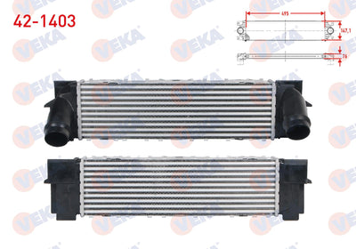 Veka 42-1403 Turbo Radiator (Intercooler) BMW X3 (F25) xDrive 2.0 D-xDrive 2.0i 2010-/ X4 (F26) xDrive 2.0 — Radiators & Fans