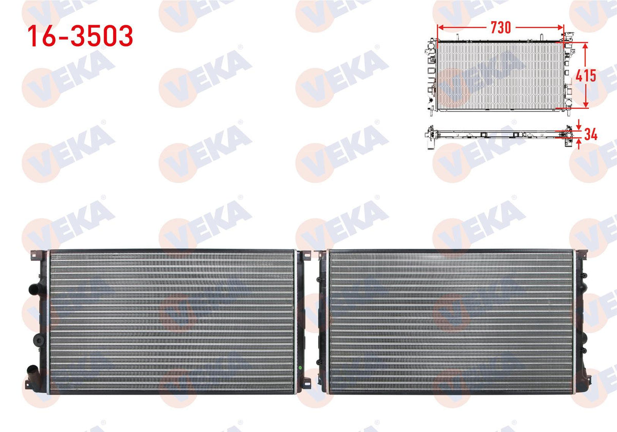 Veka 16-3503 Water Radiator Mechanical Renault Master II (Fd) 1.9 dCi M-T 1998-2003 — Radiators & Fans