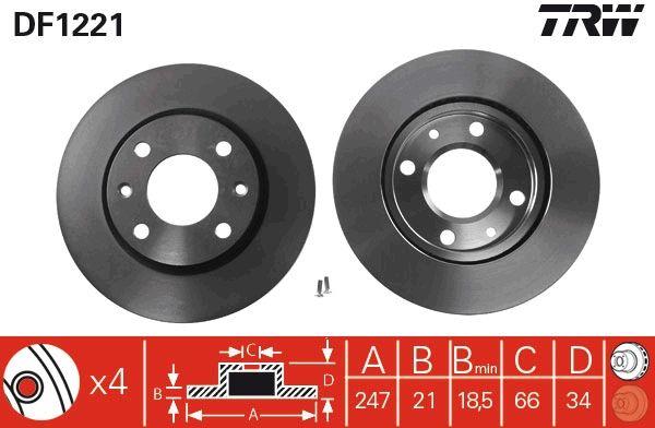 TRW DF1221 Brake Disc Front Peugeot 106 I-II 205 206 306 309 Saxo Xsara — Brake Rotors & Drums