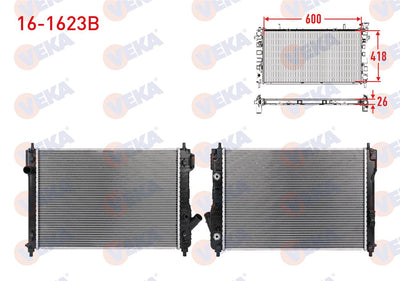 Veka 16-1623B Water Radiator Brazing Chevrolet Aveo, Kalos 1.4 A-T Ac + /-2008 — Radiators & Fans