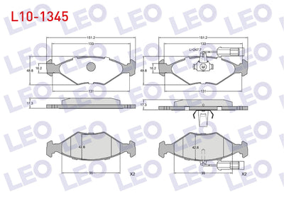 LEO L10-1345 Brake Pad with Connector Front Fiat Palio — Brake Pads