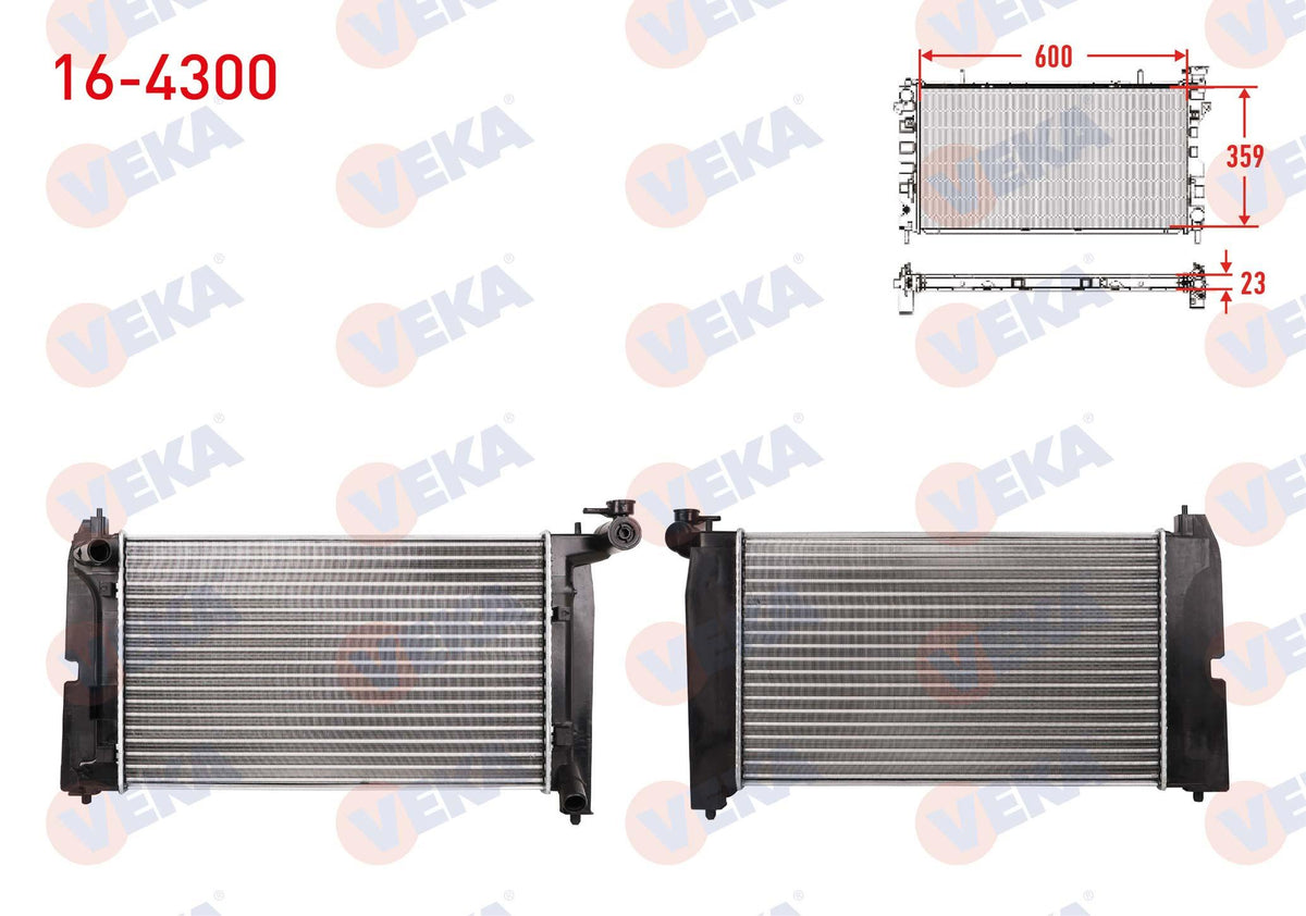 Veka 16-4300 Su Radiator Mechanical Toyota Corolla (_E12_) 1.4 Vvt-I M-T 2002-2007 — Radiators & Fans