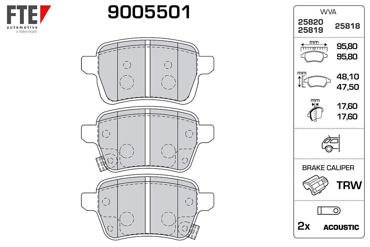 Fte 9005501 Brake Pad Rear 500L Egea 12-1.4 1.6D Mjet — Brake Pads