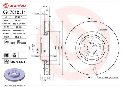 Brembo 09.7812.11 Brake Disc Front UV Coated Subaru — Brake Rotors & Drums