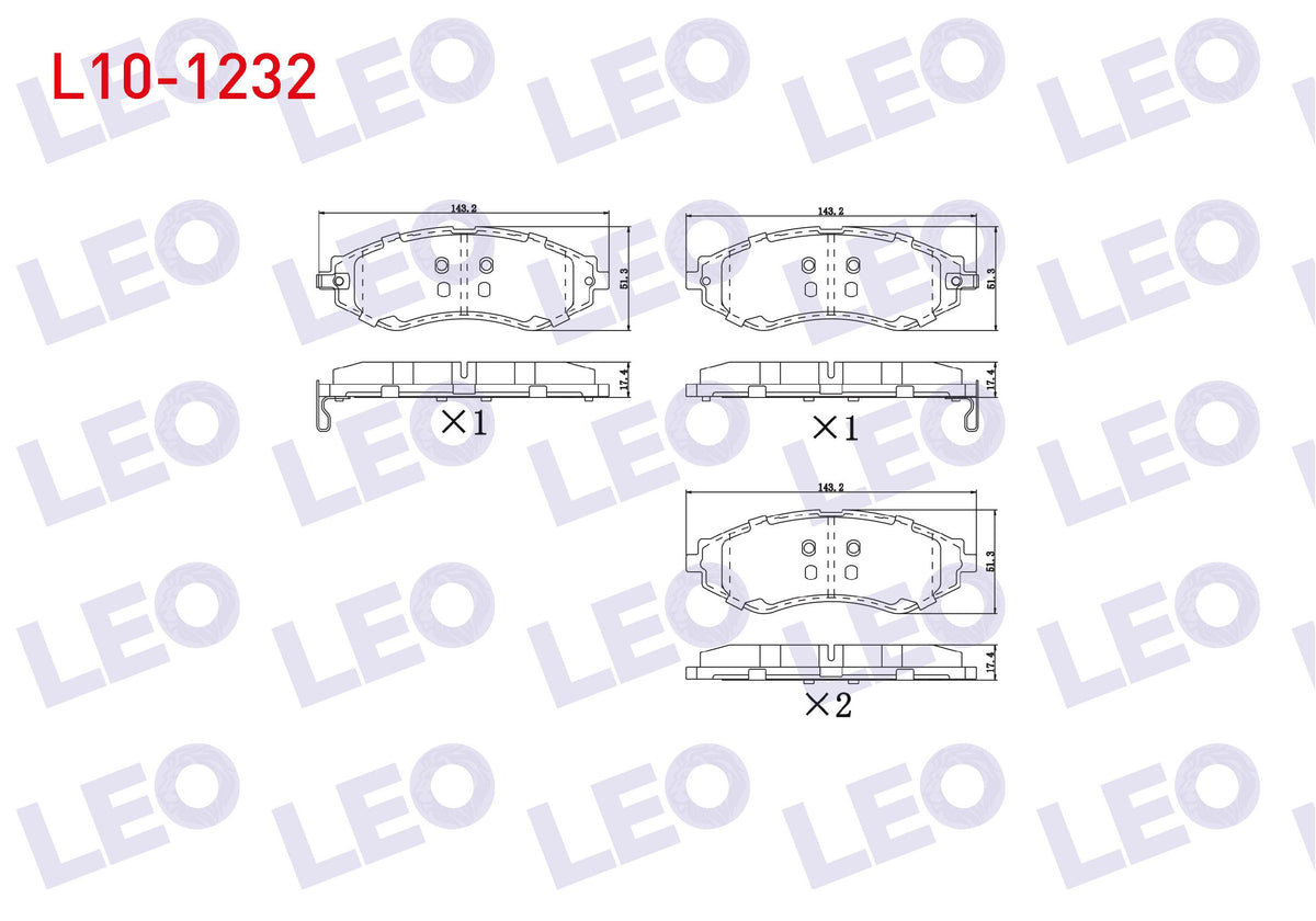 LEO L10-1232 Brake Pad Front with Wear Indicator Chevrolet Lacetti (J200) 1.4i 16V 2006-2012 / Lacetti (J200) 1. — Brake Pads