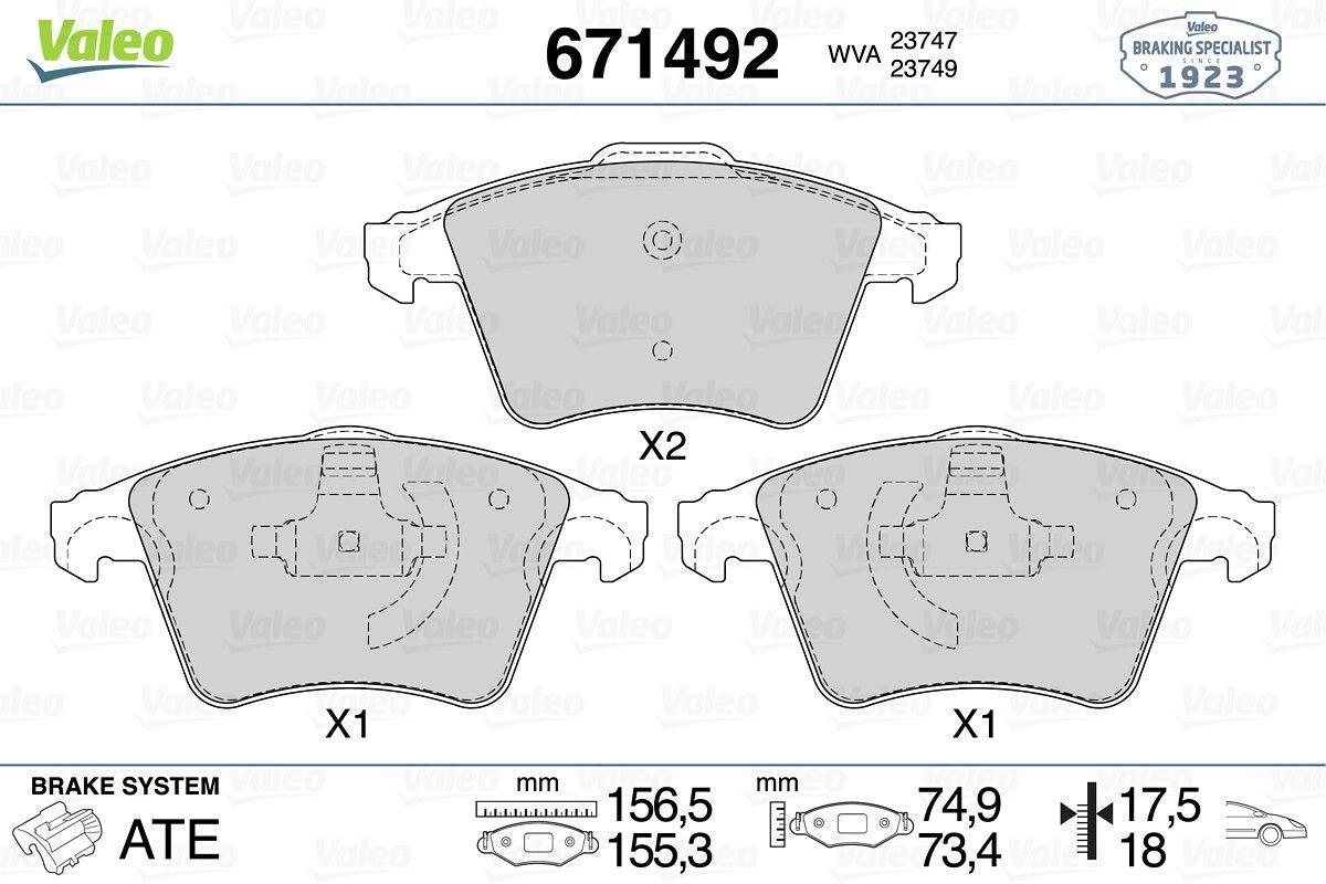 Valeo 671492 Brake Pad Front VW Transporter T5 03-10 16 Inch — Brake Pads