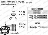 MONROE 11743 Front Shock Absorber - Oil Pressure Type for Laguna I (1994-2000) — Shocks & Struts