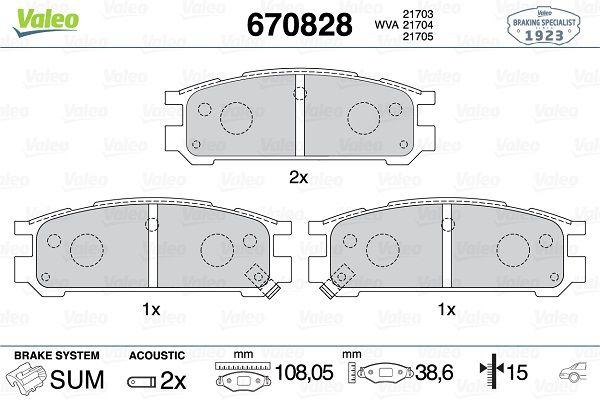 Valeo 670828 Rear Brake Pad Legacy 4X4 90-99 Impreza 4X4 92-00 — Brake Pads